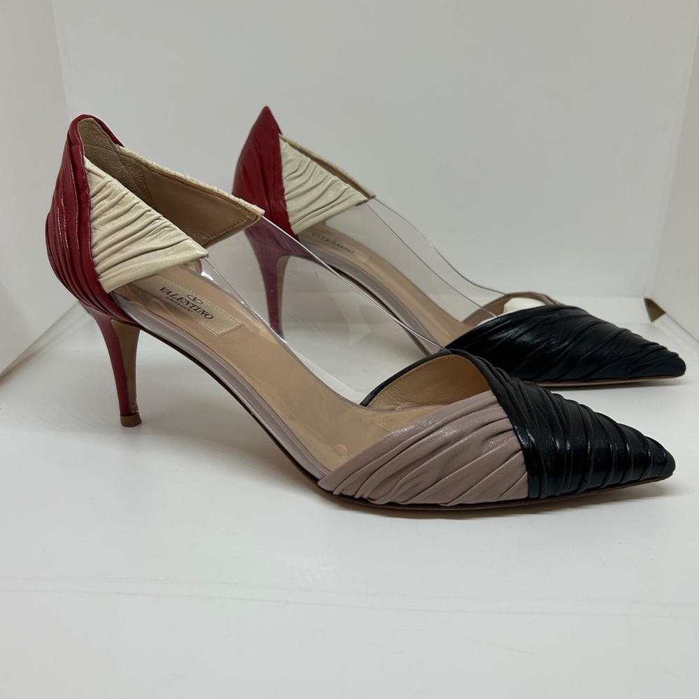 Valentino Garavani Red and Black Multicolor Heels